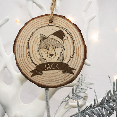 Personalised Woodland Wolf Christmas Tree Decoration by Really Cool Gifts Really Cool Gifts