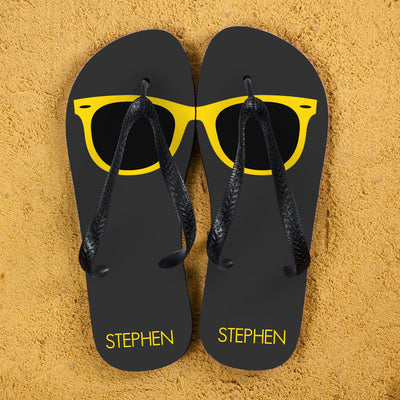 Holiday Style Personalised Flip Flops In Grey And Yellow by Really Cool Gifts Really Cool Gifts