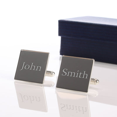 Personalised Square Silver Plated Cufflinks by Really Cool Gifts Really Cool Gifts