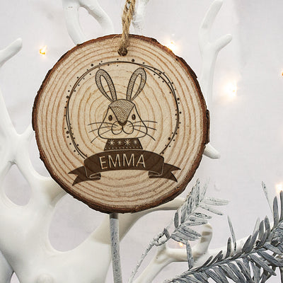 Personalised Woodland Rabbit Christmas Tree Decoration by Really Cool Gifts Really Cool Gifts