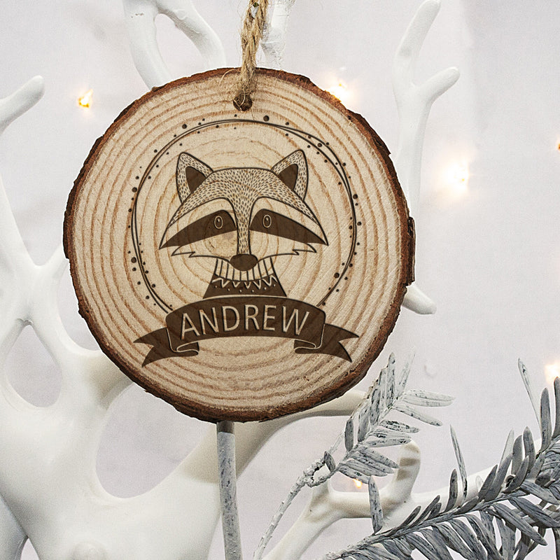 Personalised Woodland Raccoon Christmas Tree Decoration by Really Cool Gifts Really Cool Gifts