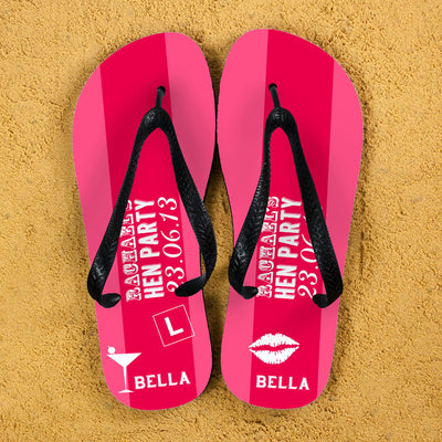 Hen Party Personalised Flip Flops In Pink by Really Cool Gifts Really Cool Gifts