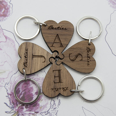 Besties Lucky Clover Wooden Keyring by Really Cool Gifts Really Cool Gifts