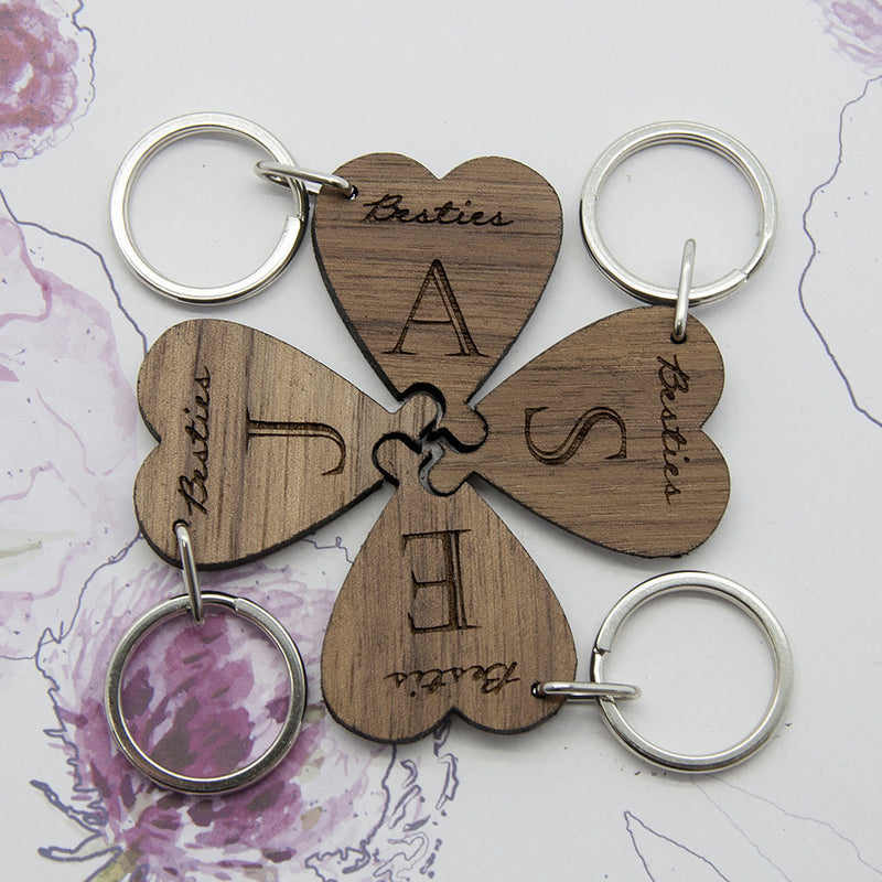 Besties Lucky Clover Wooden Keyring by Really Cool Gifts Really Cool Gifts