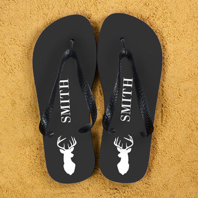 Stag Design Personalised Flip Flops In Grey by Really Cool Gifts Really Cool Gifts