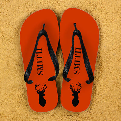 Stag Design Personalised Flip Flops In Orange by Really Cool Gifts Really Cool Gifts