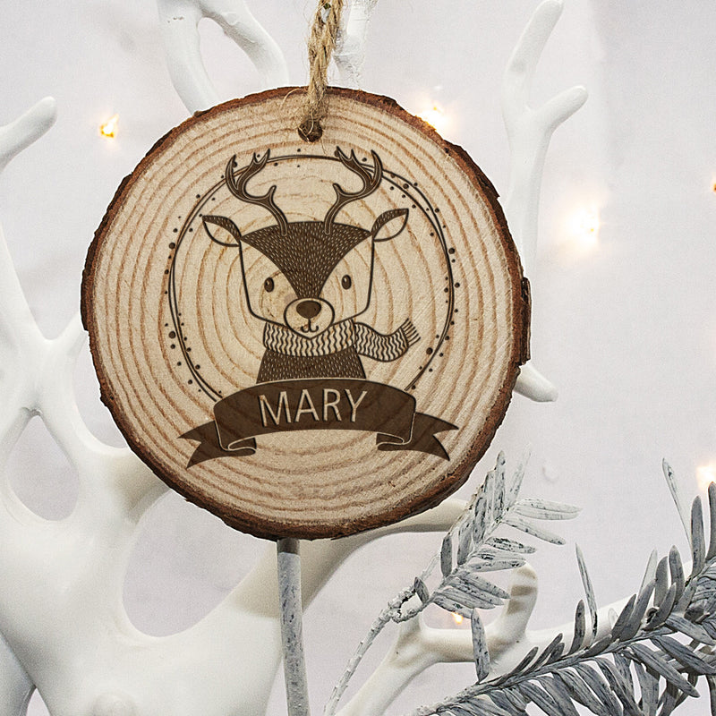 Personalised Woodland Reindeer Christmas Tree Decoration by Really Cool Gifts Really Cool Gifts