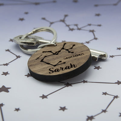 Round Wooden Keyring - Zodiac Sign And Name by Really Cool Gifts Really Cool Gifts