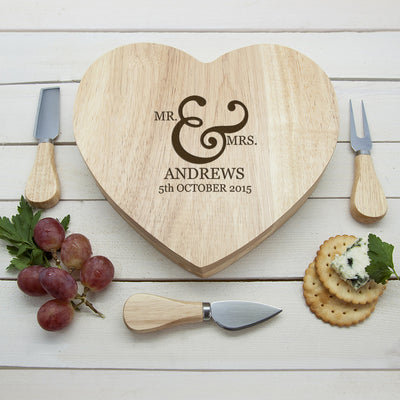 Classic Couples' Romantic Heart Cheese Board Really Cool Gifts