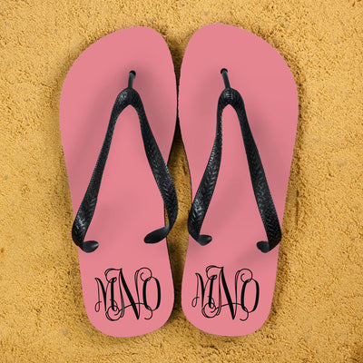 Monogrammed Flip Flops In Pink by Really Cool Gifts Really Cool Gifts