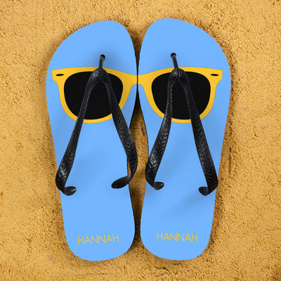 Holiday Style Personalised Flip Flops Blue And Yellow by Really Cool Gifts Really Cool Gifts