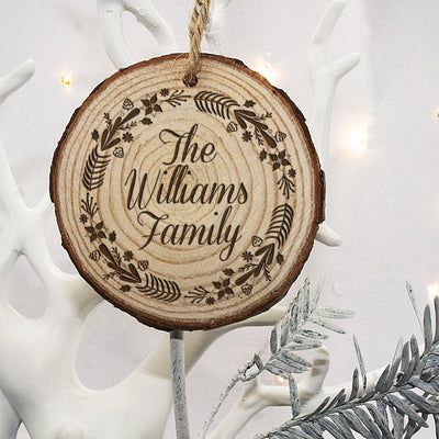 Personalised Engraved Wreath Family Christmas Tree Decoration by Really Cool Gifts Really Cool Gifts