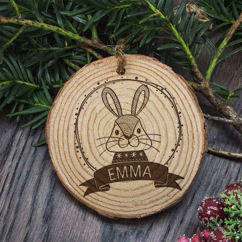 Personalised Woodland Rabbit Christmas Tree Decoration by Really Cool Gifts Really Cool Gifts