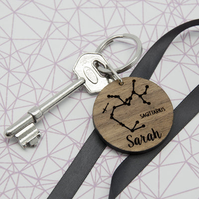 Round Wooden Keyring - Zodiac Sign And Name by Really Cool Gifts Really Cool Gifts