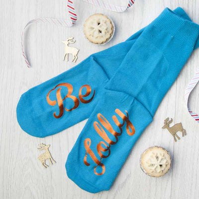 Personalised Turquoise And Terracotta Orange Christmas Day Socks by Really Cool Gifts Really Cool Gifts