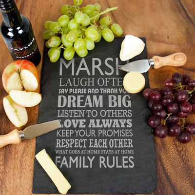 Personalised Large Family Rules Slate Board by Really Cool Gifts Really Cool Gifts