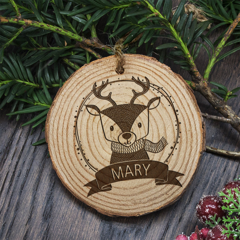 Personalised Woodland Reindeer Christmas Tree Decoration by Really Cool Gifts Really Cool Gifts