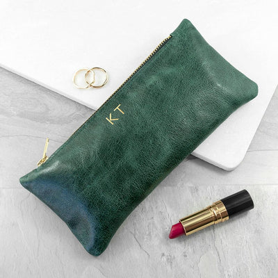Luxury Slimline Leather Clutch In Bottle Green by Really Cool Gifts Really Cool Gifts