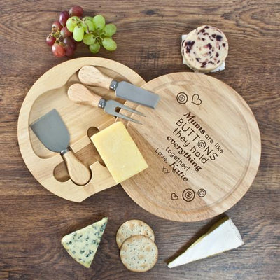 'mums Are Like Buttons' Round Cheese Board By Really Cool Gifts Really Cool Gifts