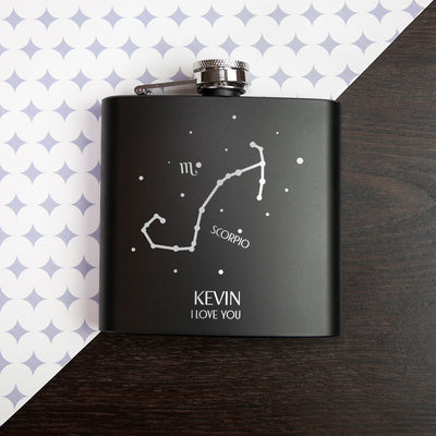 Really Cool Gifts - STAR CONSTELLATION MATTE BLACK HIP FLASK