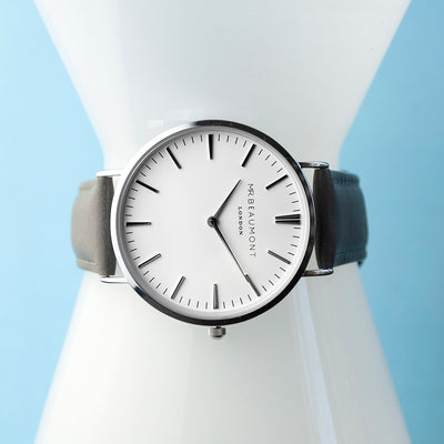 Men's Modern-vintage Personalised Leather Watch In Ash by Really Cool Gifts Really Cool Gifts