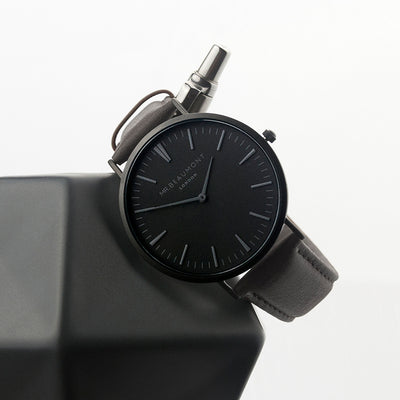 Men's Modern-vintage Personalised Watch With Black Face In Ash by Really Cool Gifts Really Cool Gifts