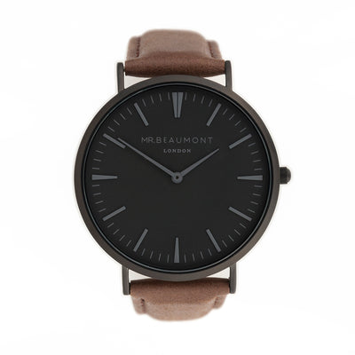 Men's Modern-vintage Personalised Watch With Black Face In Brown by Really Cool Gifts Really Cool Gifts