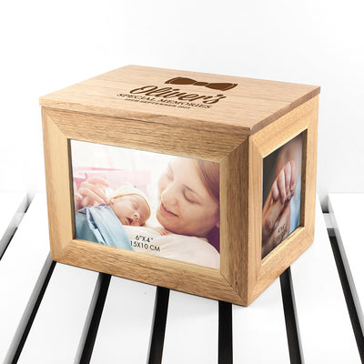 Personalised Baby'S Special Memories Midi Oak Photo Cube Keepsake Box by Really Cool Gifts Really Cool Gifts