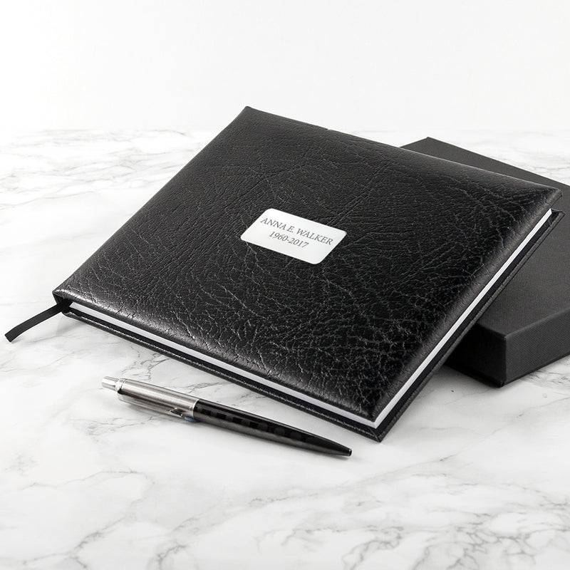 Personalised Black Leather Memoriam Book By Really Cool Gifts Really Cool Gifts