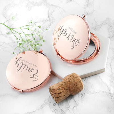 Compact Mirror With Rose Gold Engravement by Really Cool Gifts Really Cool Gifts