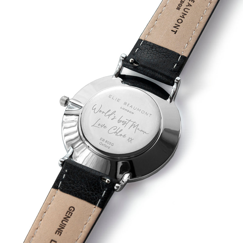 Personalised Handwriting Ladies Black Leather Watch by Really Cool Gifts Really Cool Gifts