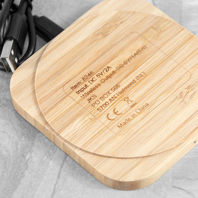 Personalised In Charge Bamboo Wireless Charger by Really Cool Gifts Really Cool Gifts