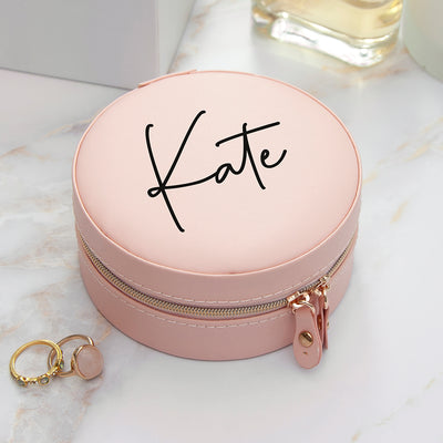 Personalised Blush Pink Round Jewellery Case by Really Cool Gifts Really Cool Gifts