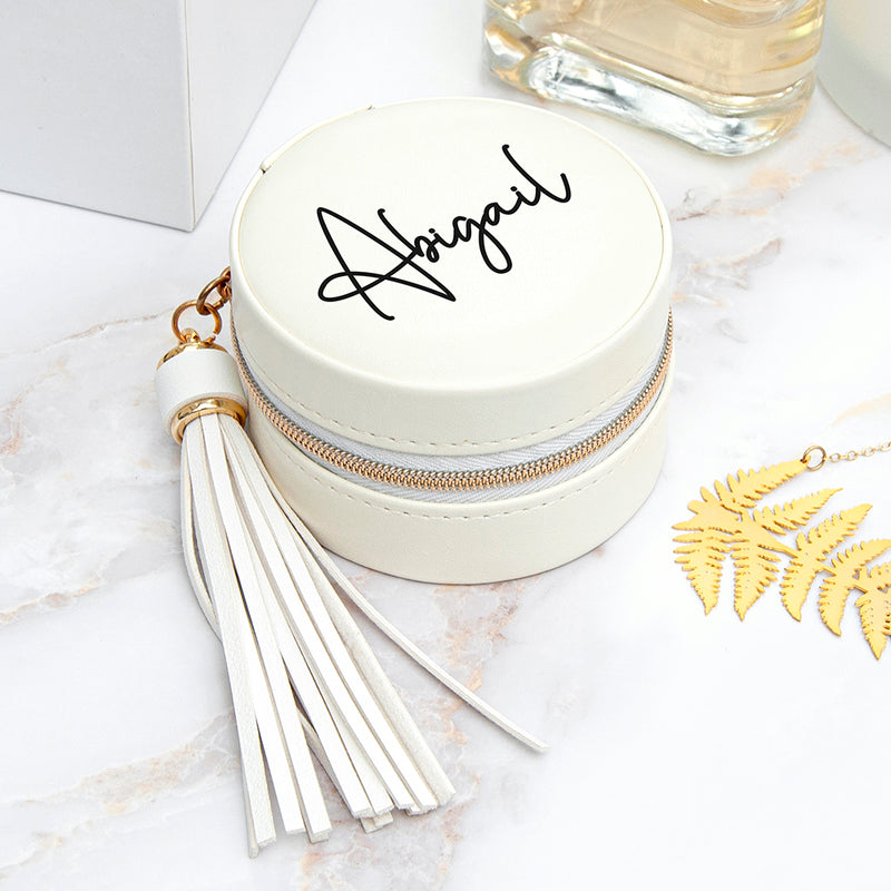 Personalised White Jewellery Case With Tassel by Really Cool Gifts Really Cool Gifts