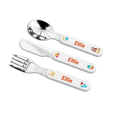 Personalised Kids Spring Bunny Cutlery Set - Metal by Really Cool Gifts