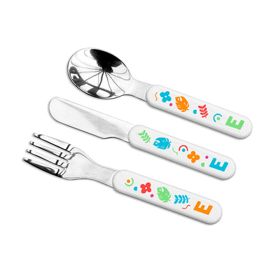 Personalised Kids Colourful Shapes Cutlery Set - Metal by Really Cool Gifts Really Cool Gifts