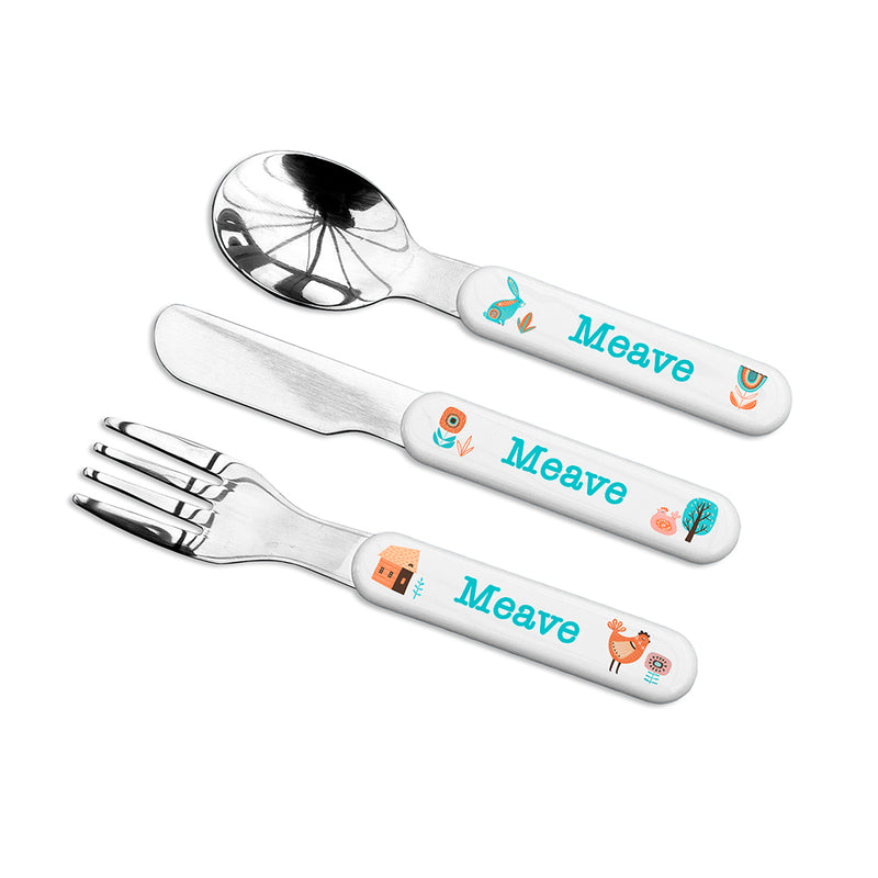 Personalised Kids Scandi Summer Cutlery Set - Metal by Really Cool Gifts