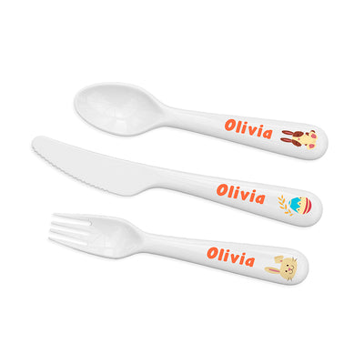 Personalised Kids Spring Bunny Cutlery Set - Plastic by Really Cool Gifts