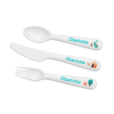 Personalised Kids Scandi Summer Cutlery Set - Plastic by Really Cool Gifts