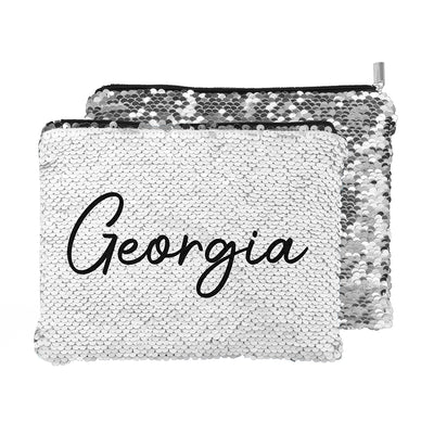 Personalised Kids Hidden Message Sequin Pencil Case - Silver by Really Cool Gifts