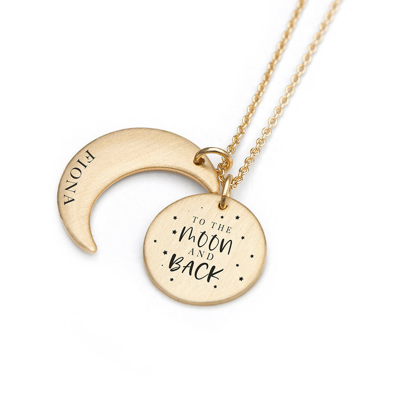 Personalised Moon & Back Necklace by Really Cool Gifts Really Cool Gifts