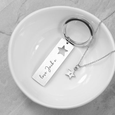 Personalised Lucky Star Necklace & Keyring Set by Really Cool Gifts Really Cool Gifts
