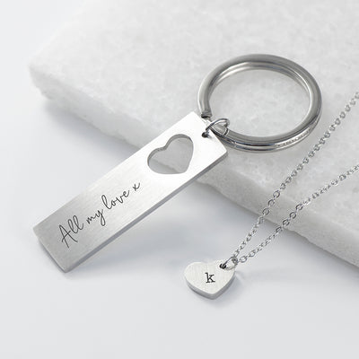 Personalised Love Heart Necklace & Keyring Set by Really Cool Gifts Really Cool Gifts