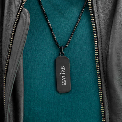 Personalised Men'S Black Steel Dog Tag Necklace by Really Cool Gifts Really Cool Gifts