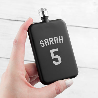 Personalised Black Slimline Football Shirt Hip Flask by Really Cool Gifts Really Cool Gifts