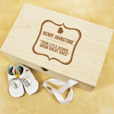 Personalised Baby Acorn Sentiment Keepsake Box By Really Cool Gifts