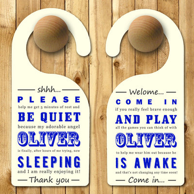 Personalised Baby Door Hanger In Blue By Really Cool Gifts