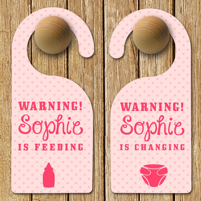 Personalised Baby Warning Door Hanger In Pink By Really Cool Gifts