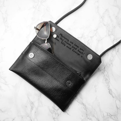 Personalised Black Leather Clutch Bag by Really Cool Gifts