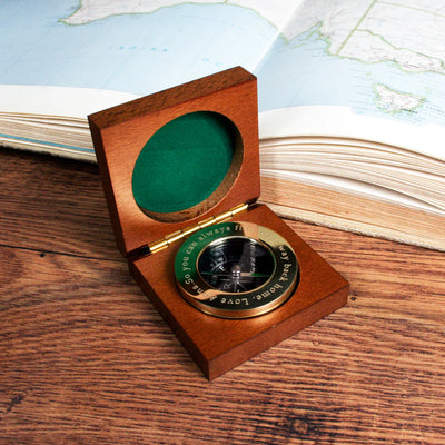 Really Cool Gifts - Personalised Brass Traveller's Compass with Monogrammed Box